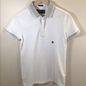 Abercrombie & Fitch Tipped Polo White Gray XS